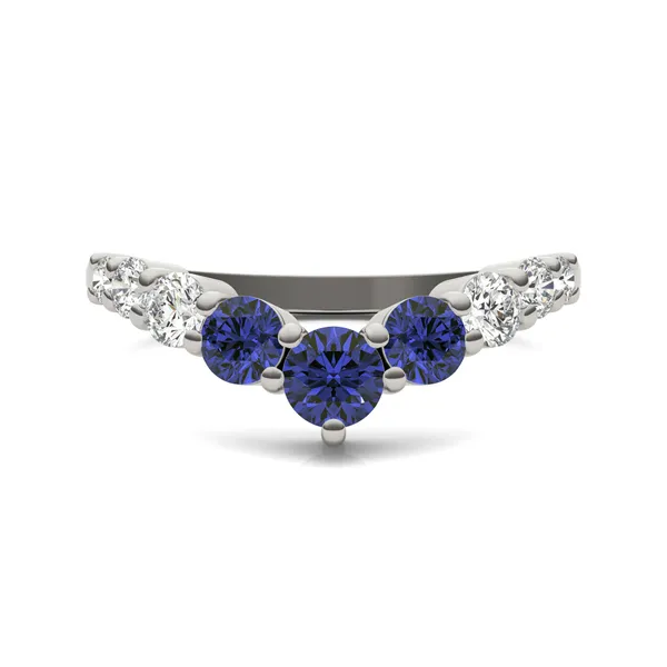 Sapphire Three-Stone V Curved Ring