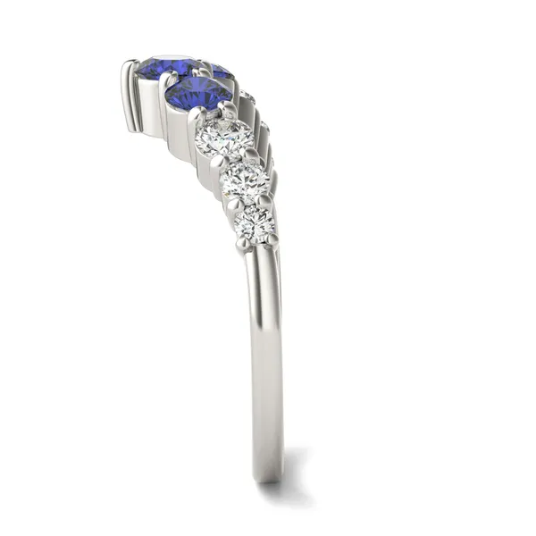 Sapphire Three-Stone V Curved Ring