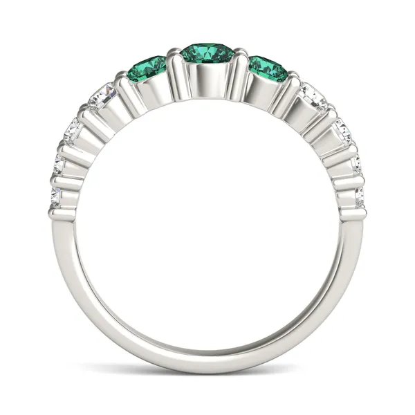 Emerald Three-Stone Accented Ring