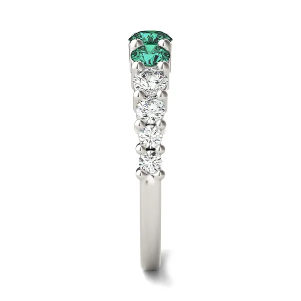 Emerald Three-Stone Accented Ring