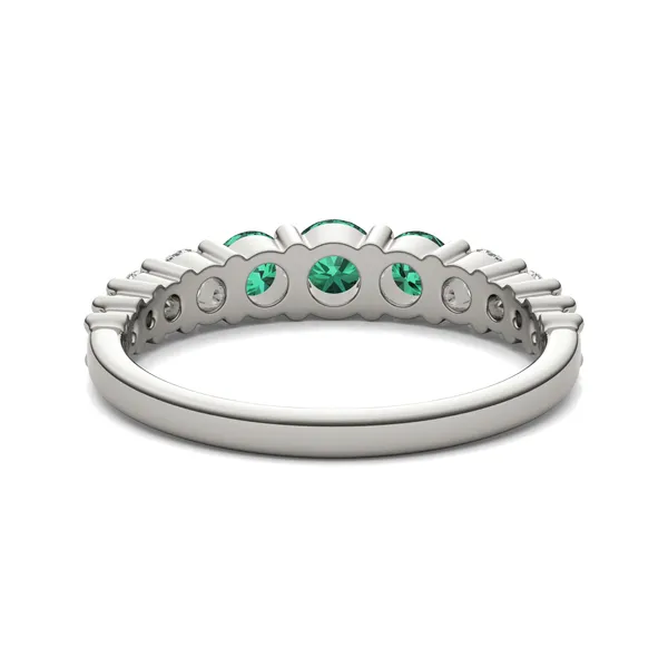 Emerald Three-Stone Accented Ring