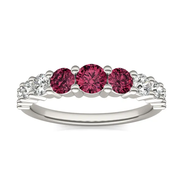 Ruby Three-Stone Accented Ring