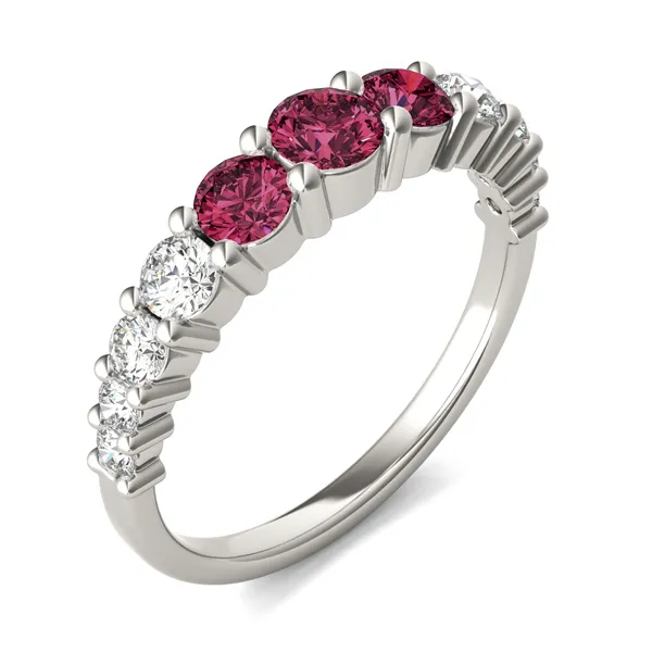 Ruby Three-Stone Accented Ring