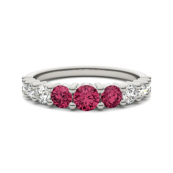 Ruby Three-Stone Accented Ring
