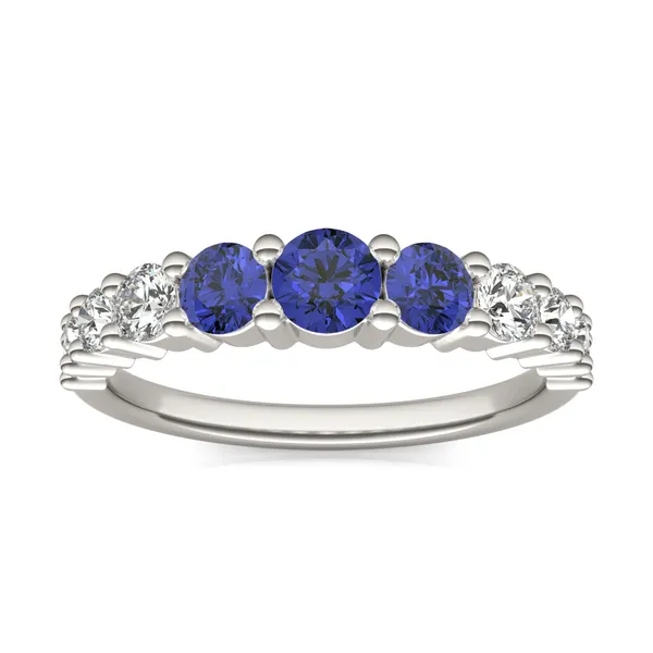Sapphire Three-Stone Accented Ring