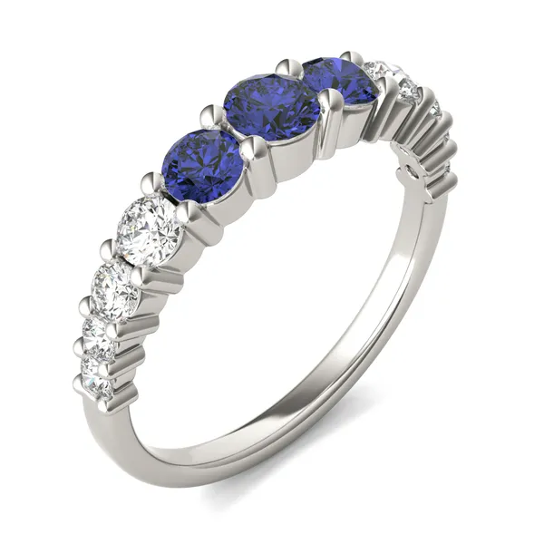 Sapphire Three-Stone Accented Ring