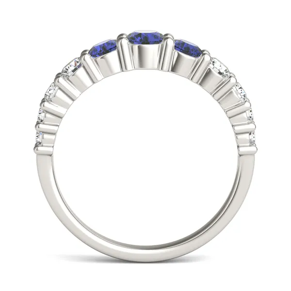 Sapphire Three-Stone Accented Ring