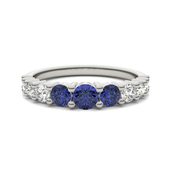 Sapphire Three-Stone Accented Ring