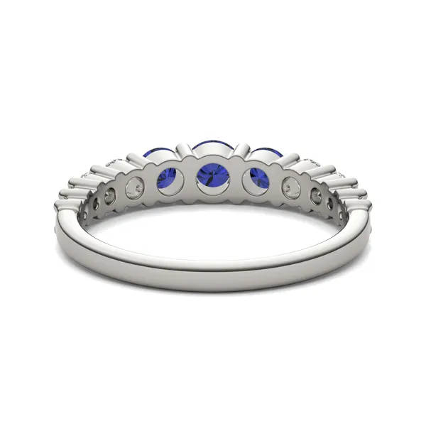 Sapphire Three-Stone Accented Ring