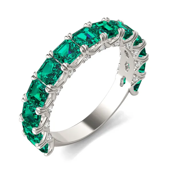 Emerald Color Asscher Voyager Ring