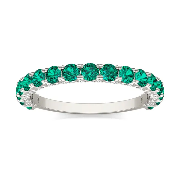 Emerald Color Round Brilliant Voyager Ring