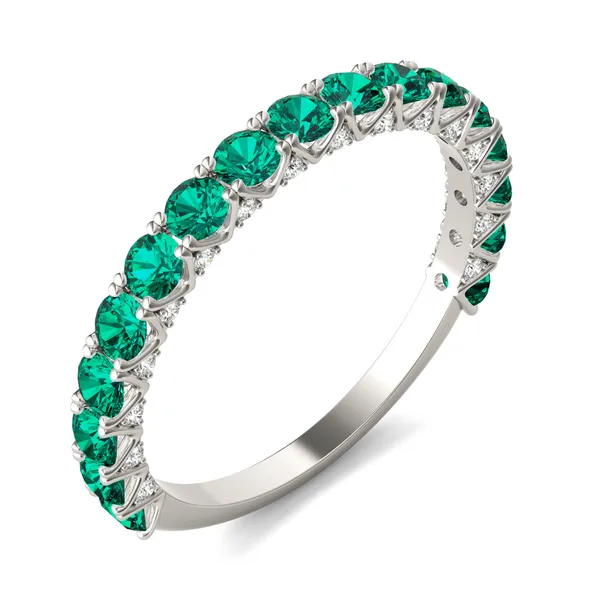 Emerald Color Round Brilliant Voyager Ring