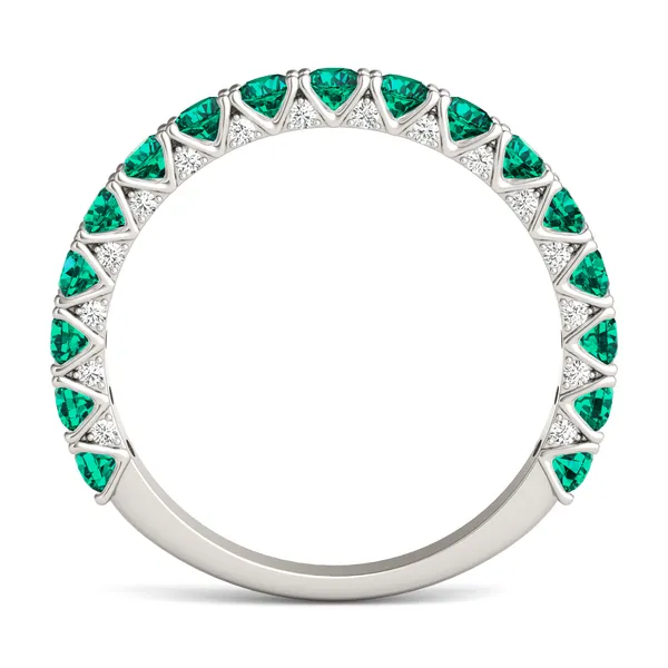 Emerald Color Round Brilliant Voyager Ring