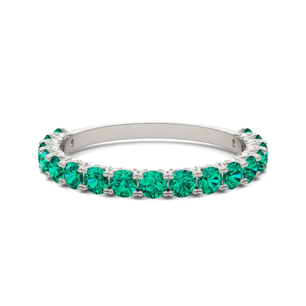 Emerald Color Round Brilliant Voyager Ring