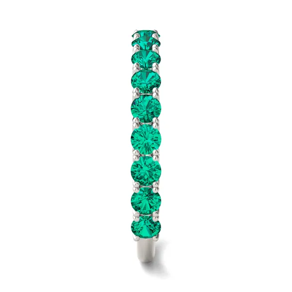 Emerald Color Round Brilliant Voyager Ring