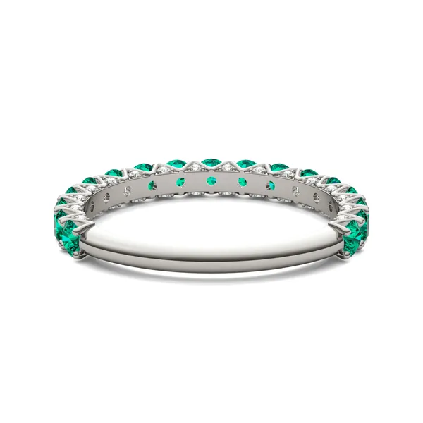 Emerald Color Round Brilliant Voyager Ring