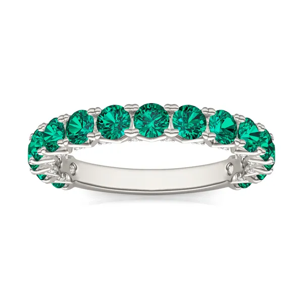 Emerald Color Round Brilliant Voyager Ring