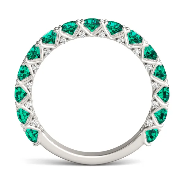 Emerald Color Round Brilliant Voyager Ring