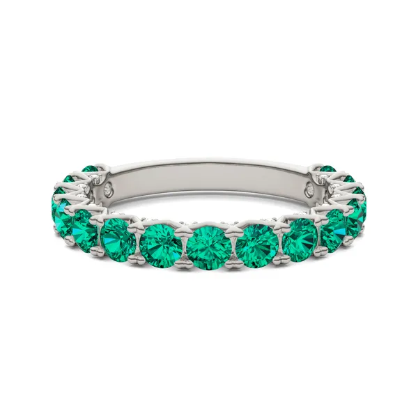 Emerald Color Round Brilliant Voyager Ring