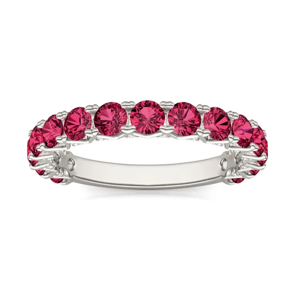 Ruby Color Round Brilliant Voyager Ring