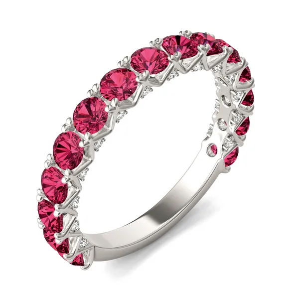 Ruby Color Round Brilliant Voyager Ring