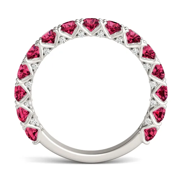 Ruby Color Round Brilliant Voyager Ring