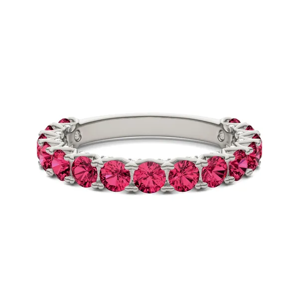 Ruby Color Round Brilliant Voyager Ring