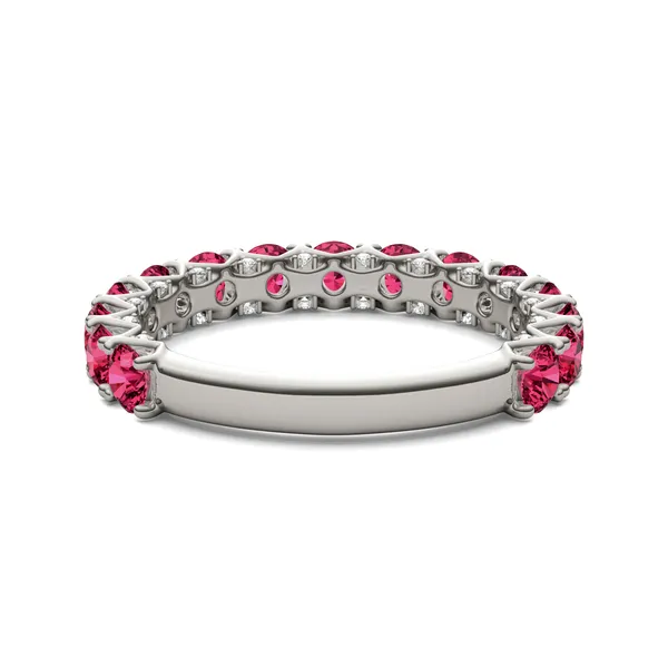 Ruby Color Round Brilliant Voyager Ring
