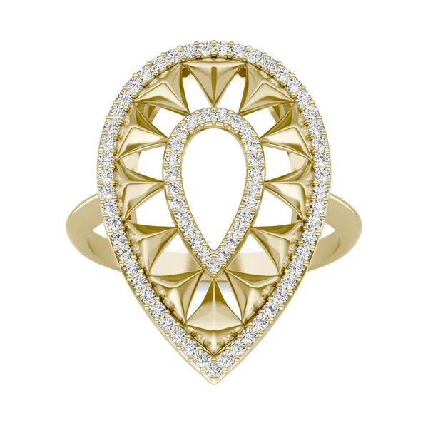 Duo Teardrop Ouro Statement Ring