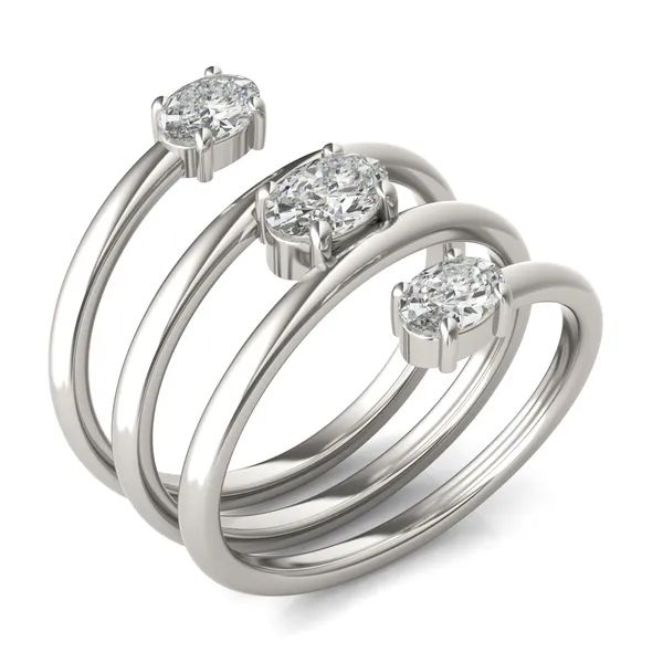 Three-Stone Spiral Statement Ring
