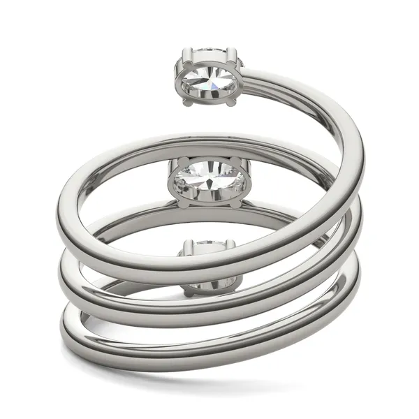 Three-Stone Spiral Statement Ring