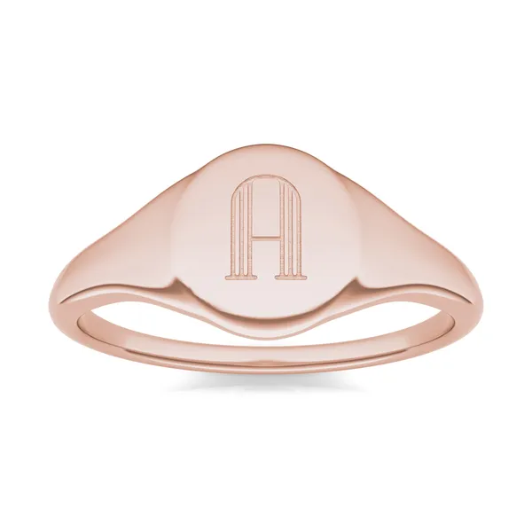 Signature Round Initial Signet Ring