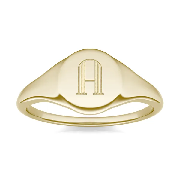 Signature Round Initial Signet Ring