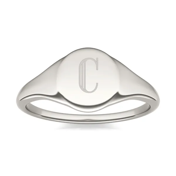 Signature Round Initial Signet Ring