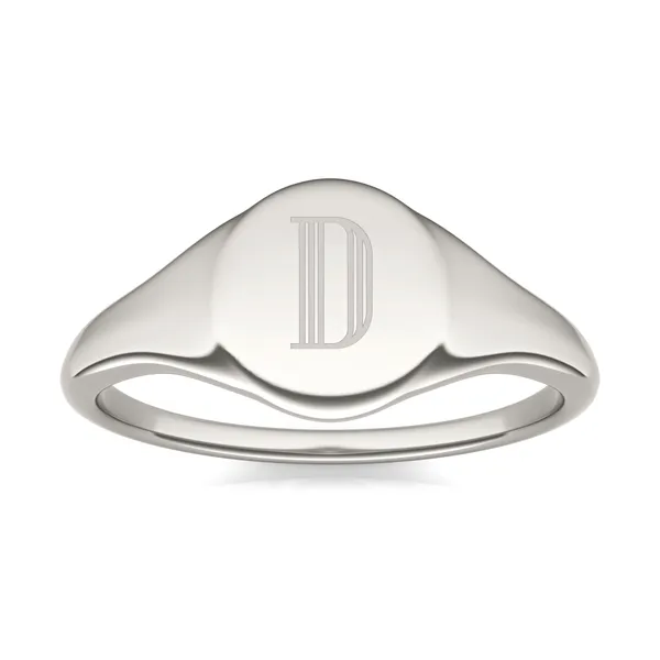Signature Round Initial Signet Ring