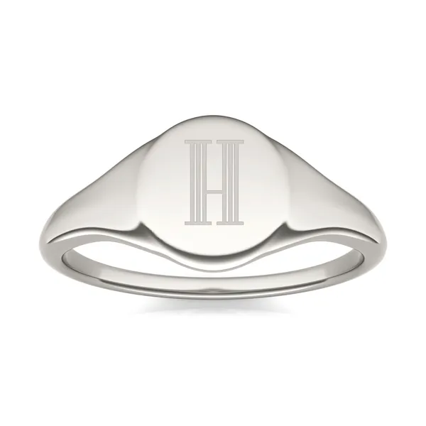 Signature Round Initial Signet Ring