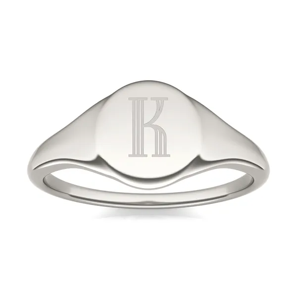 Signature Round Initial Signet Ring