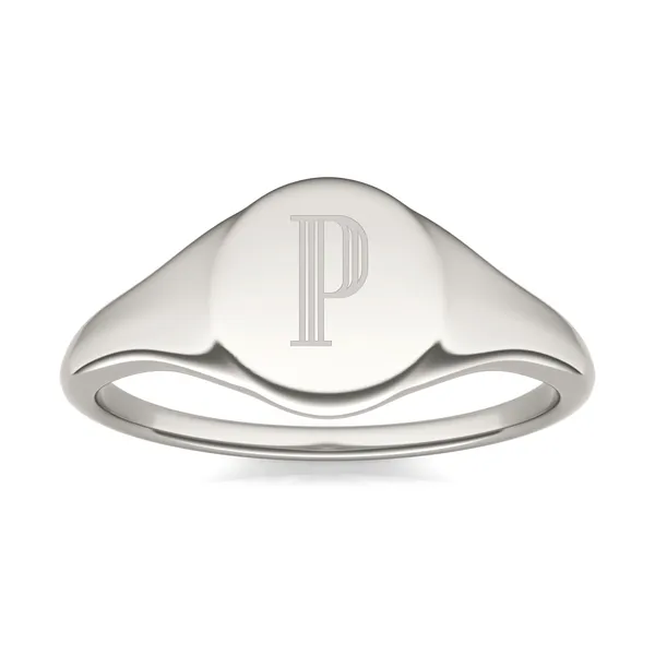 Signature Round Initial Signet Ring