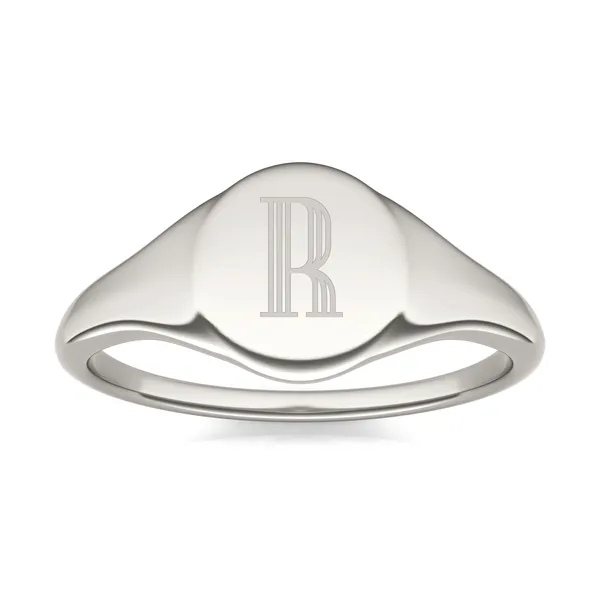 Signature Round Initial Signet Ring