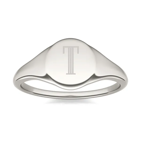 Signature Round Initial Signet Ring