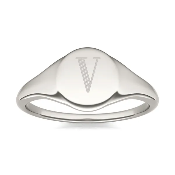 Signature Round Initial Signet Ring