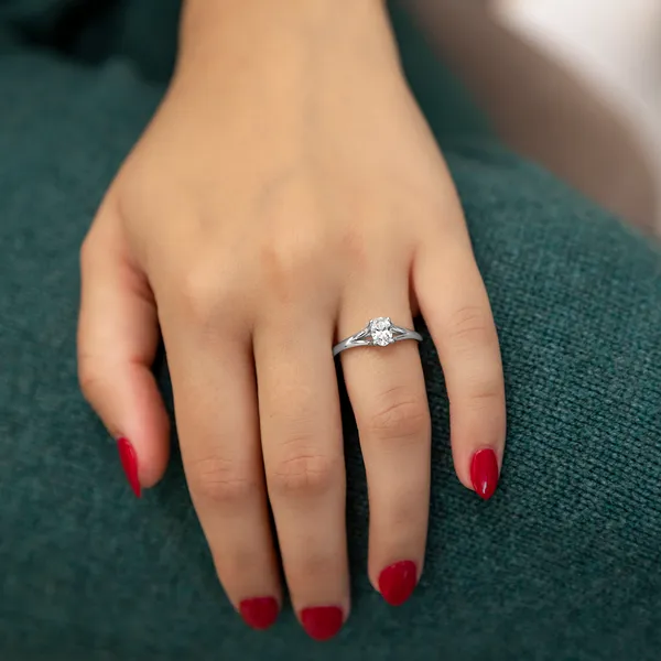 Oval Petite Split Shank Solitaire Ring