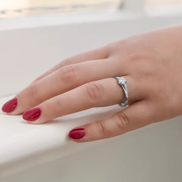 Round Brilliant Petite Split Shank Solitaire Ring