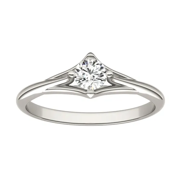 Round Brilliant Petite Kite Set Tapered Ring