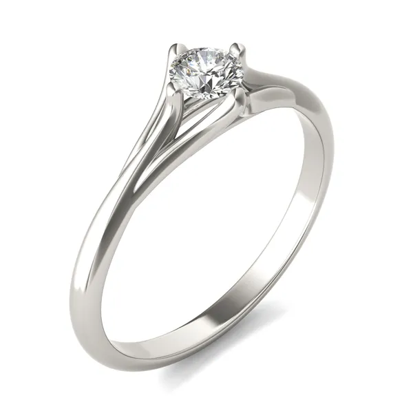 Round Brilliant Petite Kite Set Tapered Ring