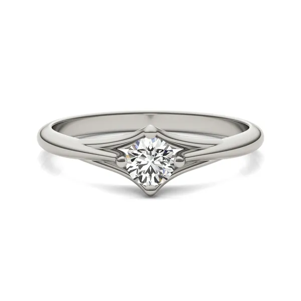Round Brilliant Petite Kite Set Tapered Ring