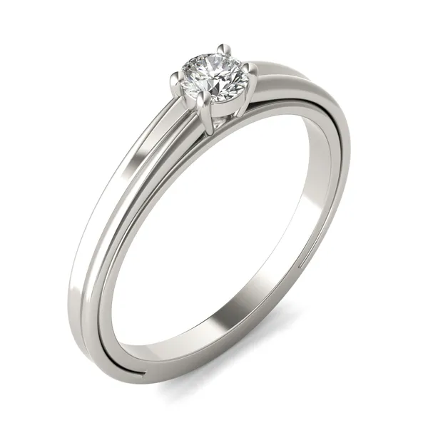 Petite Sculpted Lines Solitaire Ring