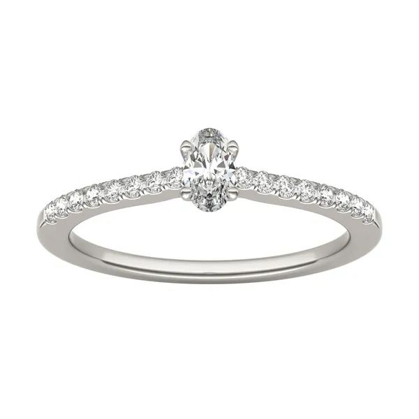 Oval Petite Accented Cathedral Ring