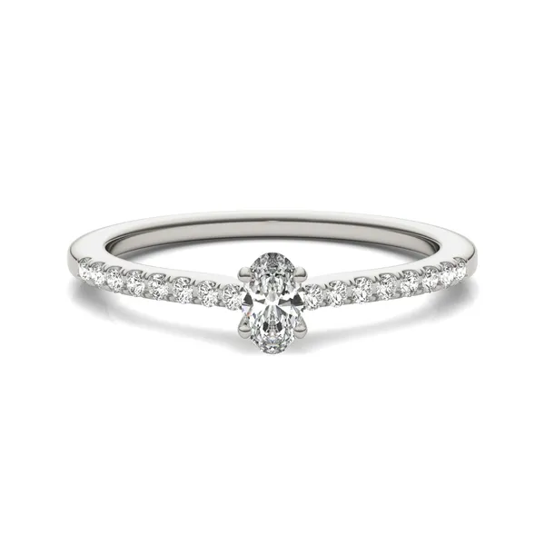Oval Petite Accented Cathedral Ring