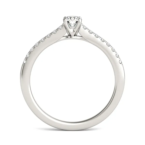 Round Brilliant Petite Accented Cathedral Ring